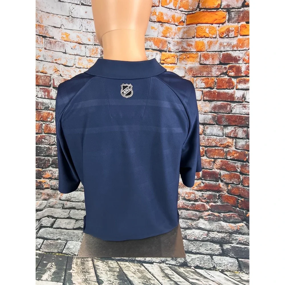 Reebok Nashville Predators NHL Polo Shirt Mens Large Blue Center Ice PlayDry